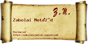 Zabolai Metód névjegykártya
